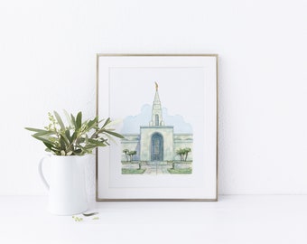 Campinas Brazil Temple Watercolor Digital Print