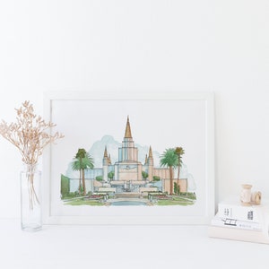 Oakland California Temple Watercolour Digital Print