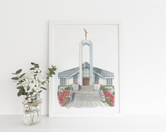Freiberg Germany Temple Watercolour Digital Print