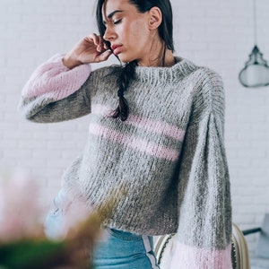 Handmade sweater. Hand knitted wool jumper.