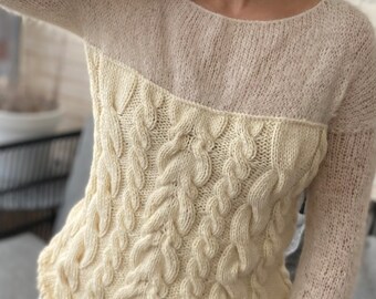 Corset sweater. Hand knitted sweater. Mohair sweater.