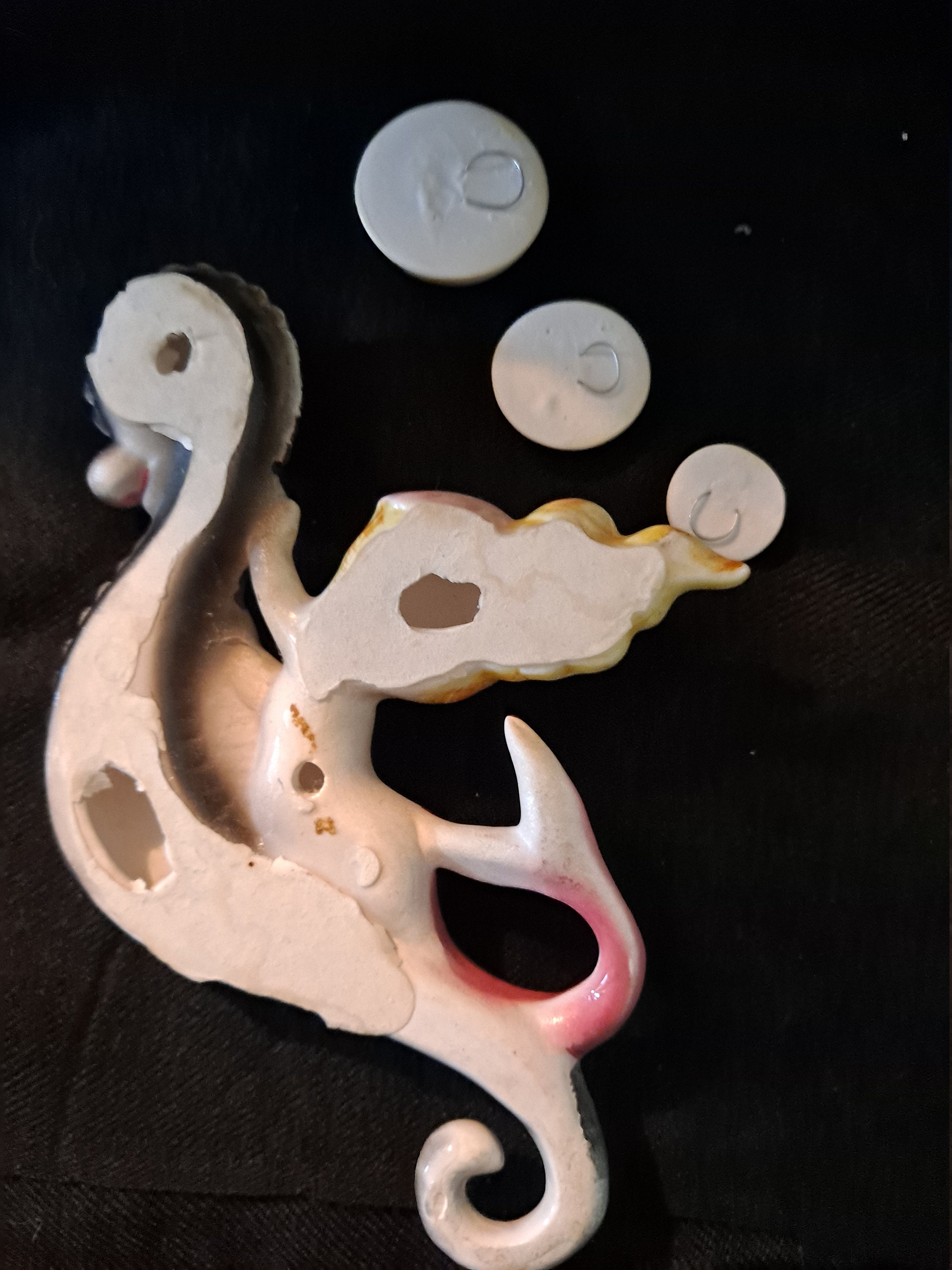 Vintage Lefton Ceramic Mermaid Riding Seahorse W/3 Bubbles - Etsy