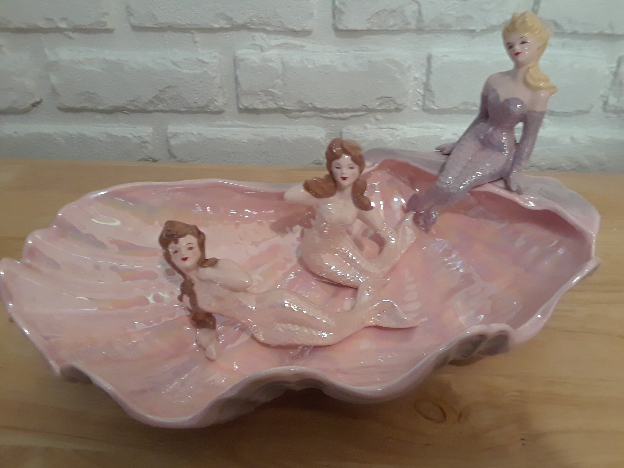 RARE Vintage Florence Ceramics Merrymaids Wall Plaque Shelf Mermaid ...
