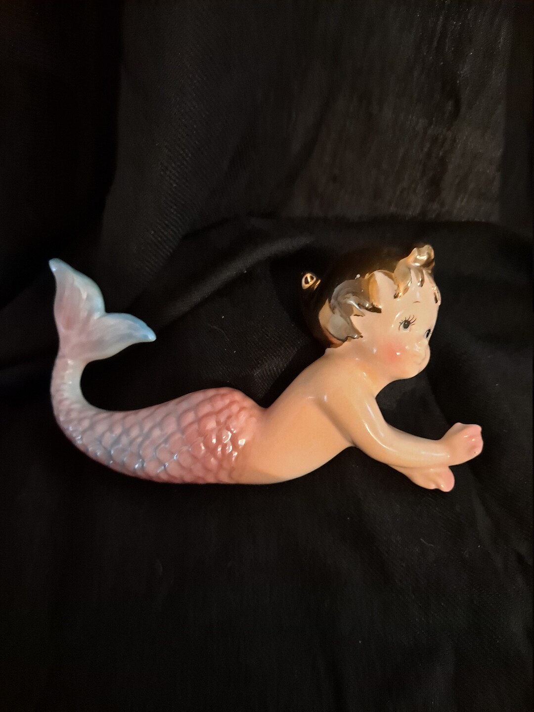 Vintage Ceramic Mermaid Wall Figurine Etsy