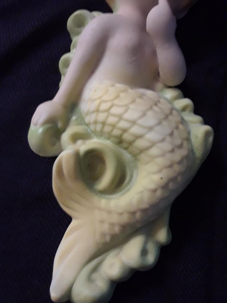 Vintage Lefton Mermaid Ceramic Bisque Wall Plaque Figurine Etsy