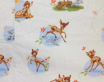Bambi! Original Disney copyrighted vintage 1950s-1960s Bambi fabric made into a wide curtain. Silkscreened cotton, in near-mint condition!