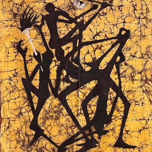 Pintura em batik vintage, única, datada de 1981 e assinada (difícil de ler, veja fotos). Obra de arte original (Bali? ou africana?)