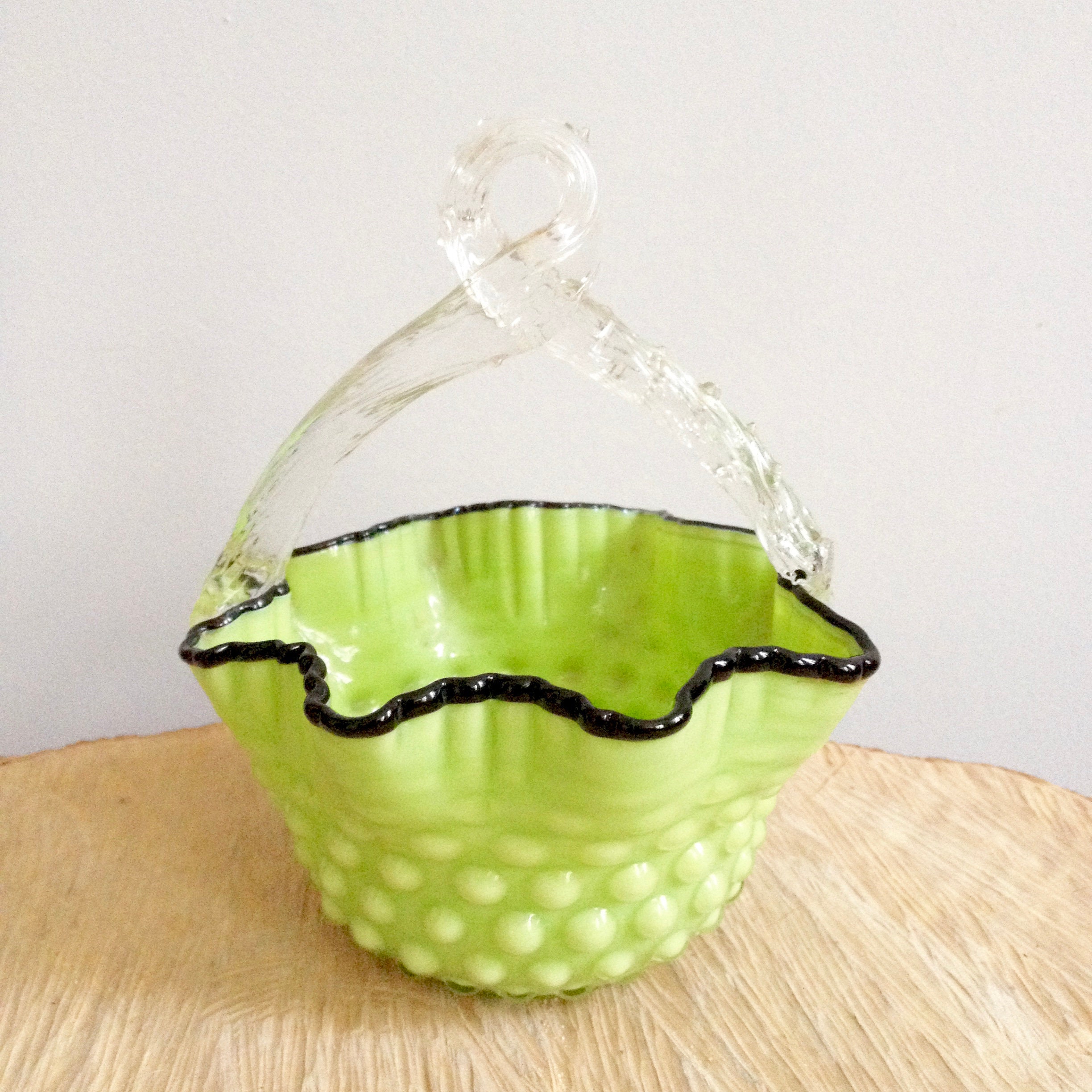 Victorian Bohemian Bridal Hobnail Glass Basket With Thorn Etsy