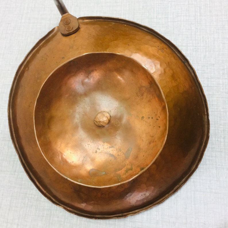 CREARTISTIC Pot voor polenta, 25 cm, 3,5 l, houten handvat, massief koperen pot, met de hand gehamerd, handgemaakt, Made in Italy