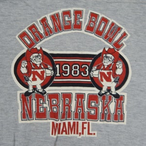 1983 Vintage Nebraska Orange Bowl Football Game Size Large V-neck T Shirt