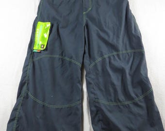 90's Y2K Vintage Baggy Polyester Kikwear KNET Gray and Reflective Green Pockets Pants