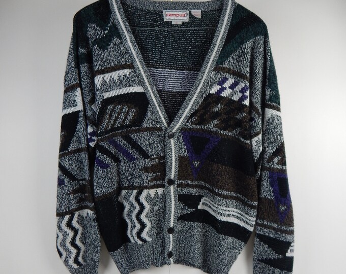 80s Campus Acrylic Made in Korea Size XL Multi Colored Mens Acrylic