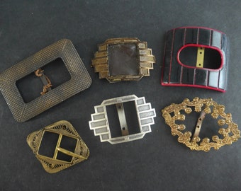Vintage Antique Clasps Shoe Buckles 6 Pcs Lot Vintage Belt Buckles Accessories Collectors Items Unique Lot Altered Art Supply Trash2Treasure