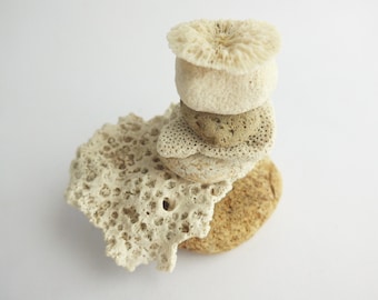 Beach Rock Stack  Beach Coral Stone Sculpture Natural Zen Décor Beach Art Coral Stack  Unique Yoga Room Décor Bohemian Handmade Beachcombing