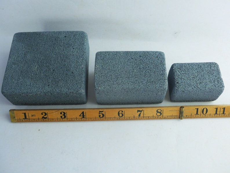 concrete blocks-minimalist jewellery display-3pcs. lot-dark grey-light concrete-shop décor-art plinth-window dressing-modern display-unique image 3