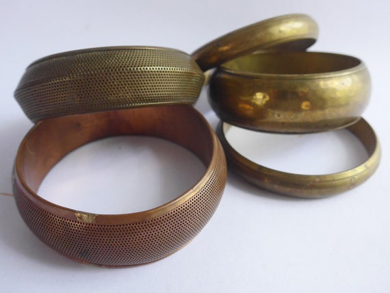 Vintage Indian Bracelets Copper Brass 5 Pcs 1970t… - image 2