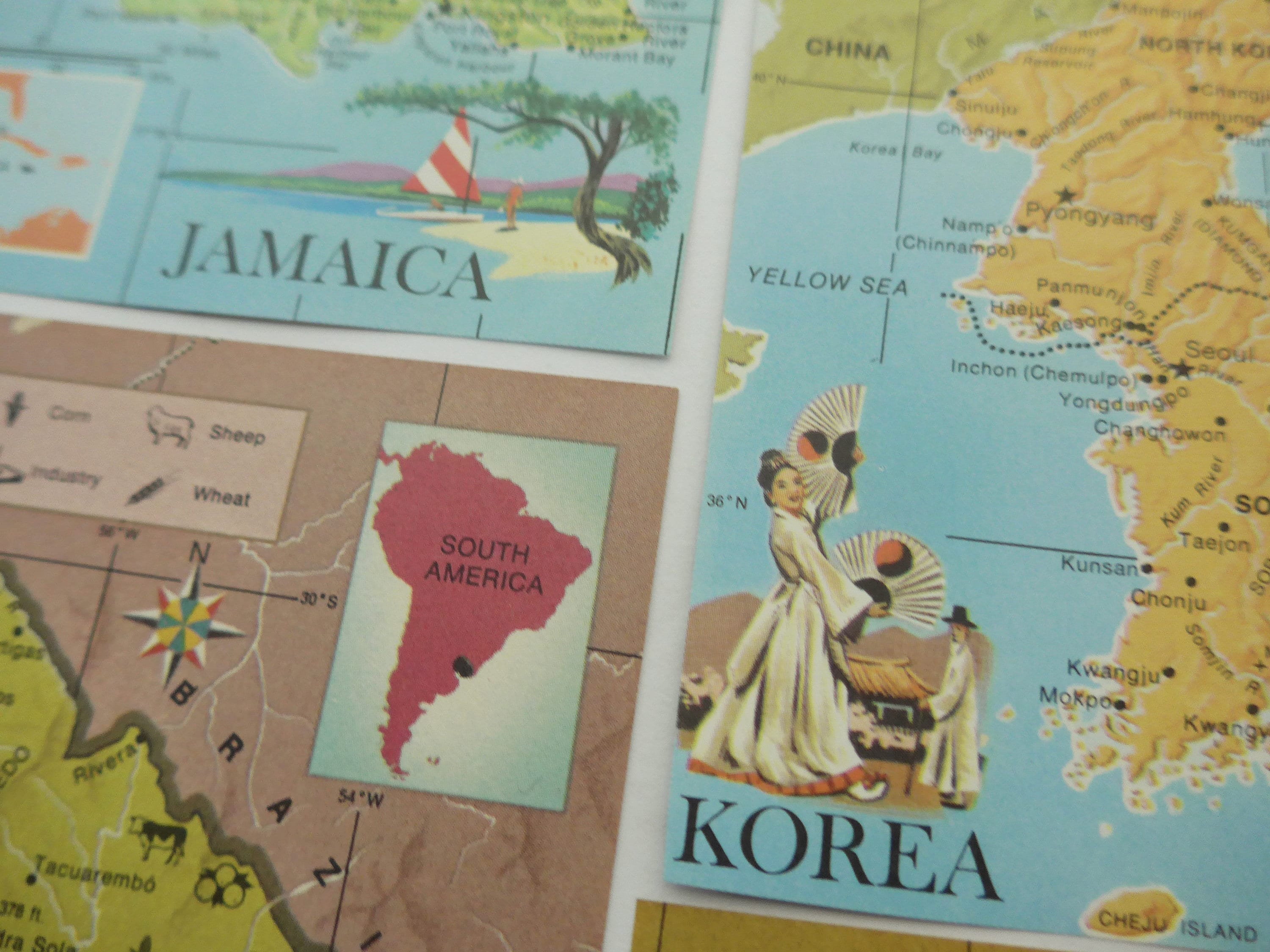 Vintage Map Cut Outs Unique Map Cut Outs Vintage Maps Etsy