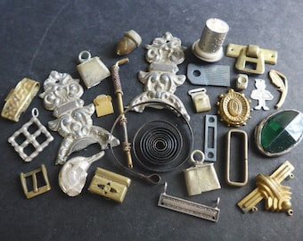 Bulk Lot Metal Jewellery Parts Metal Pieces Found Objects Large Mix 26 Pcs. Steampunk Lot Trash2Treasure DIY Jewellery Making Unique Trash
