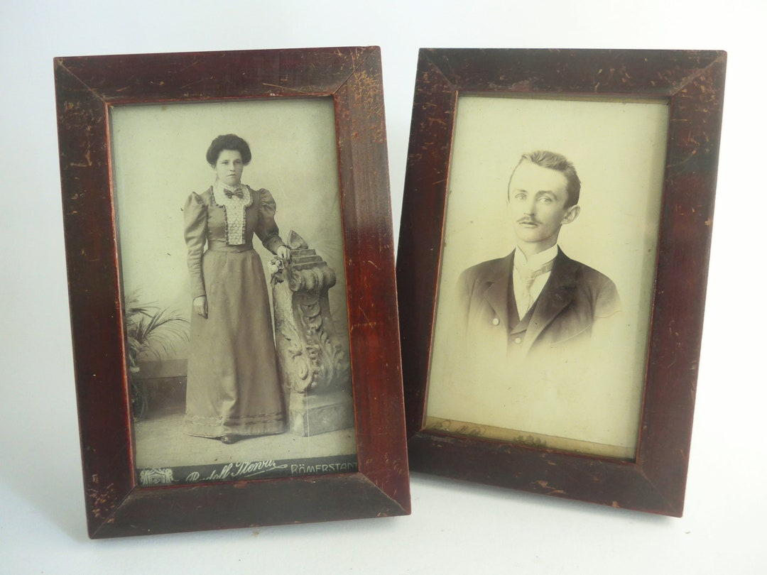 Desk Top Picture Frames Antique 2 Frame Set Sepia Portrait Photographs ...