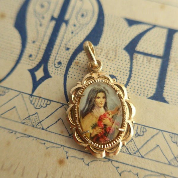 Virgin Mary medal vintage German catholic Mother of Jesus pendant Heilige Maria Mutter Gottes anhaenger catholic saints amulets medals