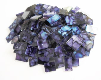 Glass Art Tiles Unique Mosaic Supply Hand Painted Glass 150+ Pieces Vibrant Marbled Violet Purples Combination Art Supply Ornamental Glass