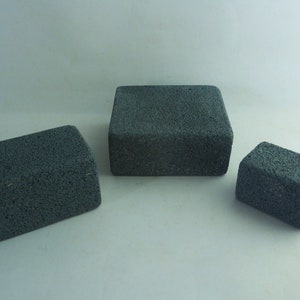 concrete blocks-minimalist jewellery display-3pcs. lot-dark grey-light concrete-shop décor-art plinth-window dressing-modern display-unique image 2