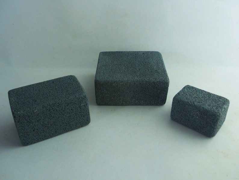 concrete blocks-minimalist jewellery display-3pcs. lot-dark grey-light concrete-shop décor-art plinth-window dressing-modern display-unique image 2