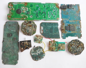 Old Circuit Boards Lot/Oxidized/Weathered/Surf tumbled/Beach find/Unique/Recycling/ Assemblage Art Material/Steampunk Supplies/Art Supplies