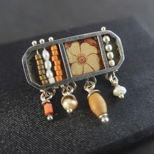 Floral Brooche Sterling Silver Beaded Pin Handmade Natural Unique Floral Jewellery Assemblage Floral Accessories