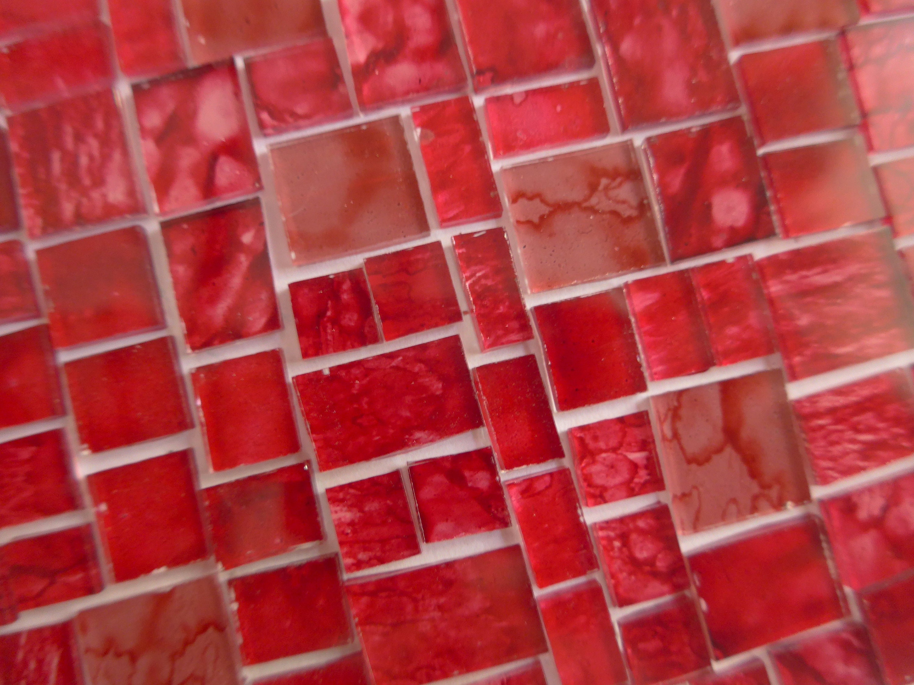 Ruby Tiles Pattern Mosaic Tiles Ruby Red Cut Glass Hand Painted Tiles 100 Pieces Marbled ...