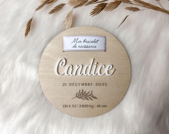 Personalized Wooden Birth Bracelet Holder, Wooden Card, Birth Bracelet Holder