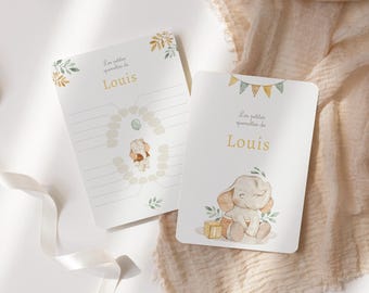 Carte dents bébé, carte quenottes, petite souris, motif éléphant