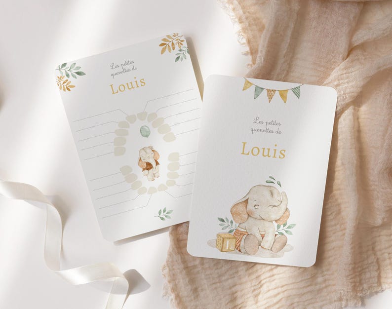 Carte dents bébé, carte quenottes, petite souris, motif éléphant image 1