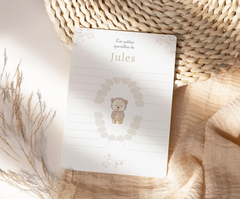 Carte dents bébé, carte quenottes, petite souris, motif ourson image 3