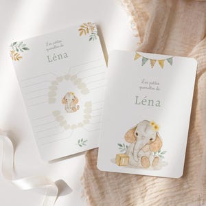Carte dents bébé, carte quenottes, petite souris, motif éléphante