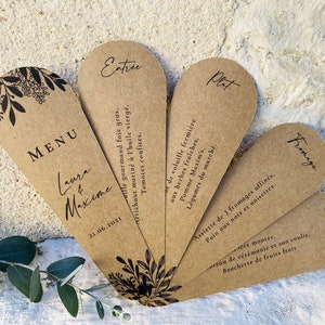 Menu Eventail Kraft Naturel Pour Mariage Bapteme Communion Etsy