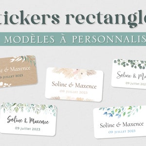 Personalized self-adhesive labels, stickers for wedding, baptism, birthday, rectangular format
