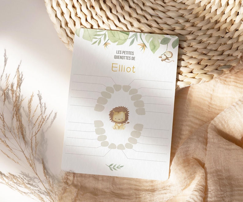 Carte dents bébé, carte quenottes, petite souris, motif lion dans la savane image 3