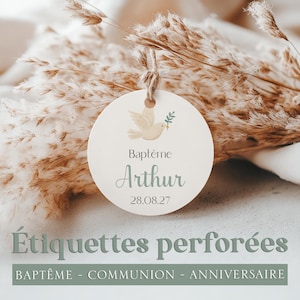 Etichette fustellate personalizzate per bambini - Battesimo, Comunione, Compleanno - Dimensioni e design a scelta