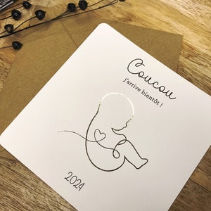 Carte annonce grossesse, carte grossesse avec dorure personnalisée image 3
