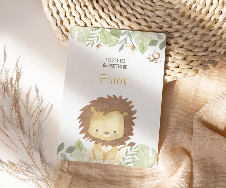 Carte dents bébé, carte quenottes, petite souris, motif lion dans la savane image 2