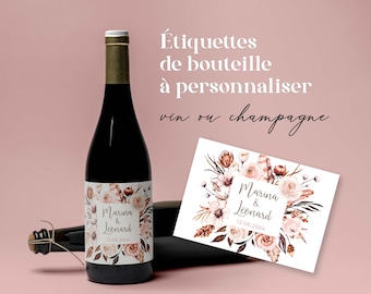 Etichette per bottiglie di vino o champagne da personalizzare, motivo country, decorazioni di compleanno, matrimonio, battesimo, babyshower, EVJF