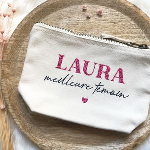 Personalized pouch, first name makeup bag, Christmas gift idea, personalized text