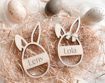 Personalized wooden place card, Easter bunny, Easter decoration, customizable Easter egg