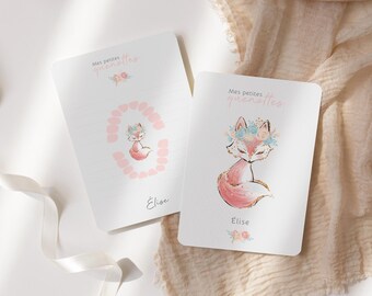 Carte dents bébé, carte quenottes, petite souris, motif renarde bohème