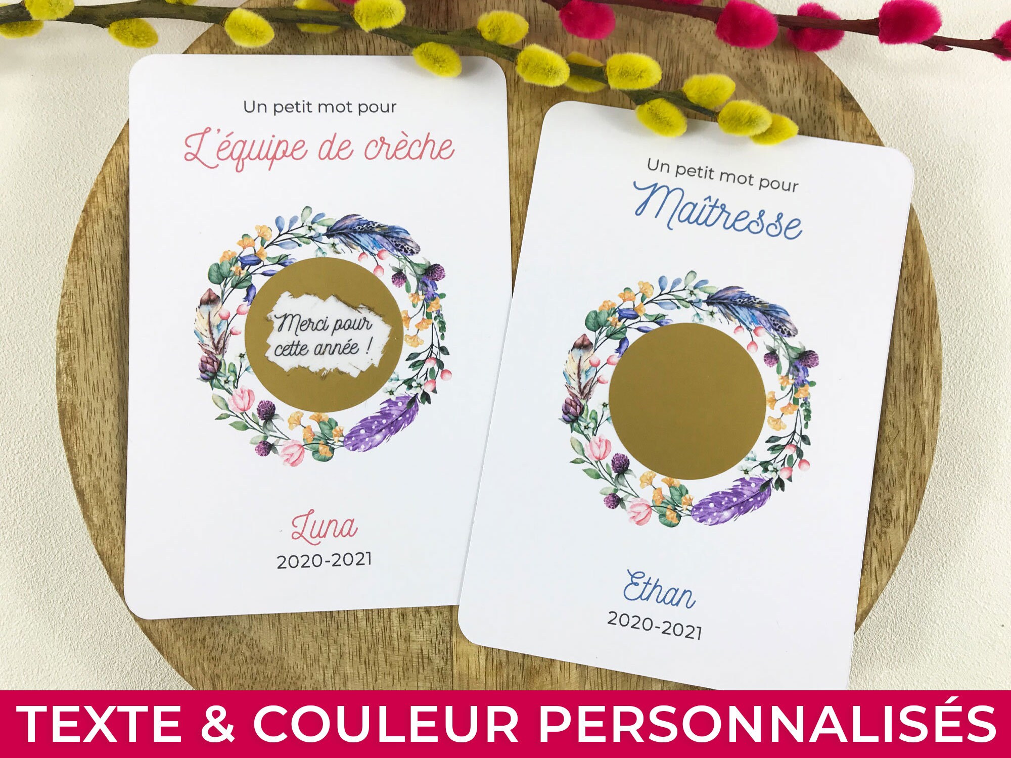 Personalized scratch card to say thank you, mistress, nanny, nursery,…