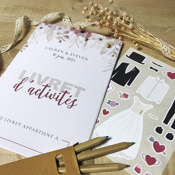 Livret d'activités de mariage pour enfants, carnet de coloriage mariage, jeux enfants mariage