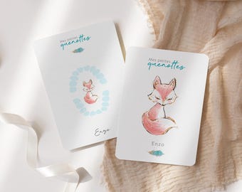 乳歯カード、クノットカード、小さなねずみ、キツネ柄