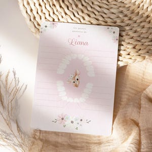Carte dents bébé, carte quenottes, petite souris, motif petite biche fleurs et papillons image 3