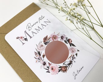 Carte à gratter annonce personnalisée, Bonne fête Maman, carte fête des mères